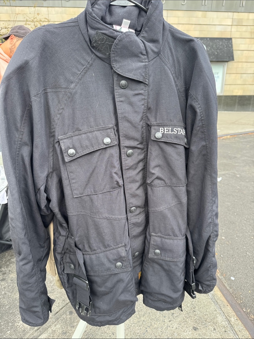Belstaff Black Military Field Jacket with Utility Pockets